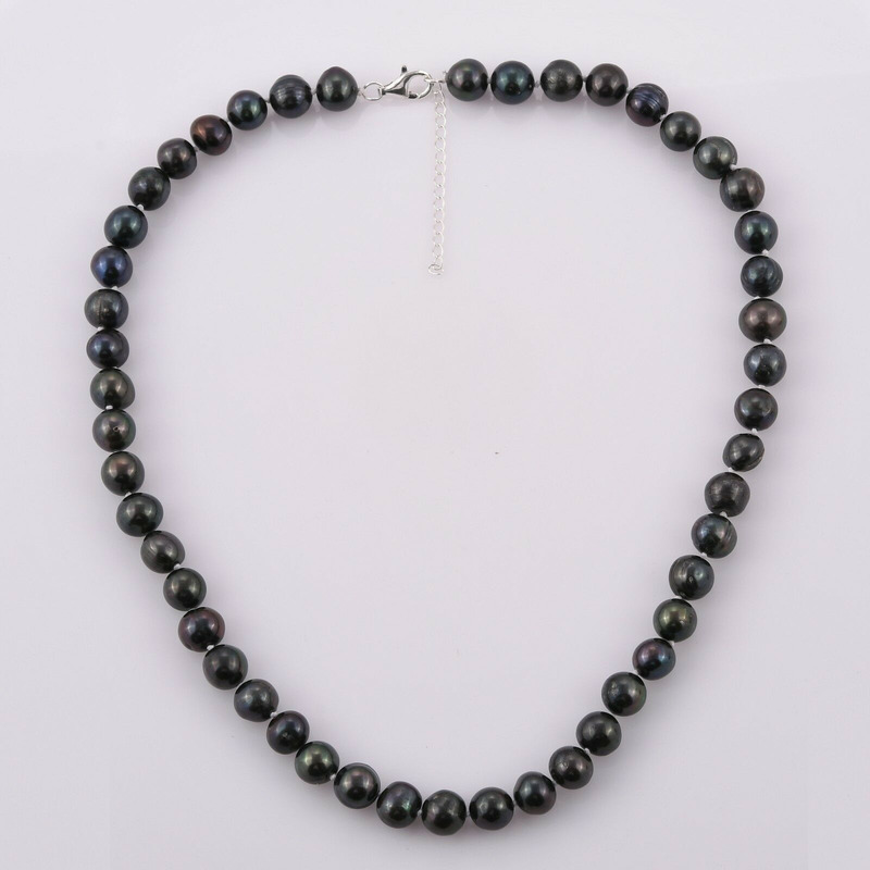 

New 9-10mm natural Black FRESHWATER Cultured PEARL Necklace 18