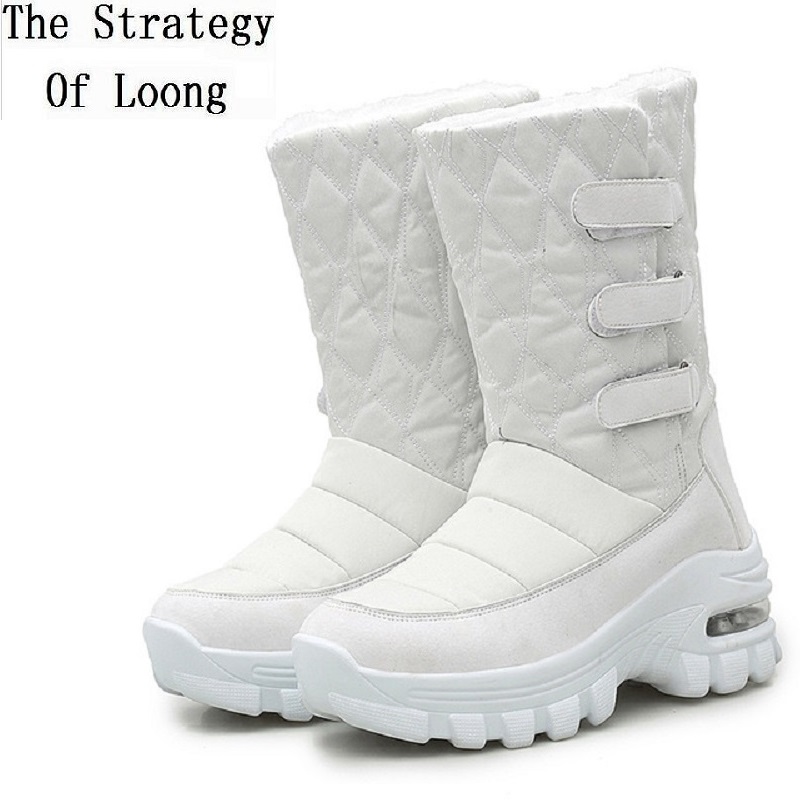 

Outdoor Fashion Plus Size 34-42 Women Hook & Loop Plush Mid Snow Boots 2020 New Lady Platform Mid-Calf Sneakers Boots 191114, Black