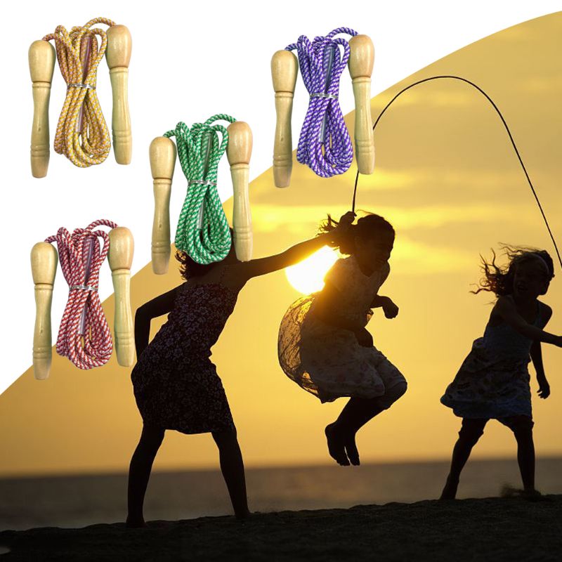 

Children Skipping Rope, Wooden Handled Jump Skip Rope Outdoor School Activity Game for Kids Boys Girls