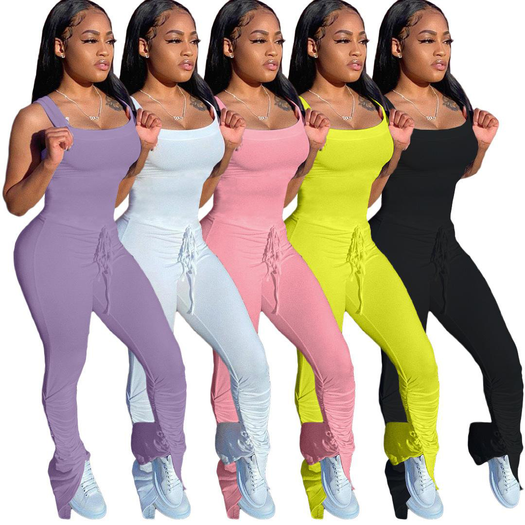 

Women Tracksuits Jumpsuit One Piece New Explosive Solid Color Backless Pleated Sexy Fashion Slim Ladies Rompers onesies streetwear clothes, Gift bag