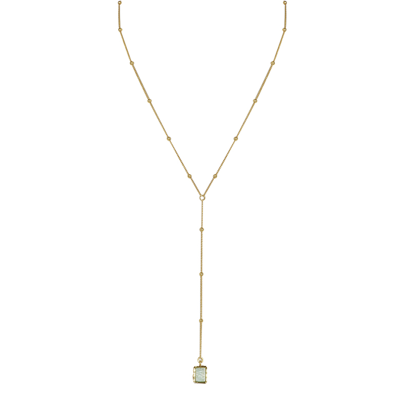 

Fashion Y-shaped chain inlaid Tianhe stone natural stone temperament versatile square sweater chain neck girl neckalce