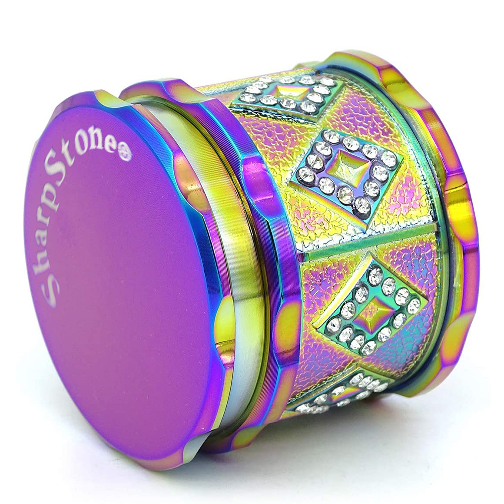 

Newest Style Sharpstone 4 Layers Grinders Zinc Alloy Herb Grinders Dia 61mm With Diamonds Rolling paper Herb Grinder Tobacco Spice Crusher