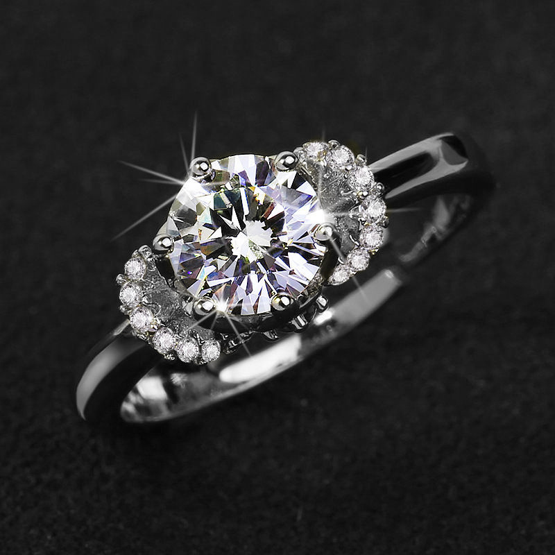 

Fashion Jewelry Rings, simple white zircon petal-shaped ring