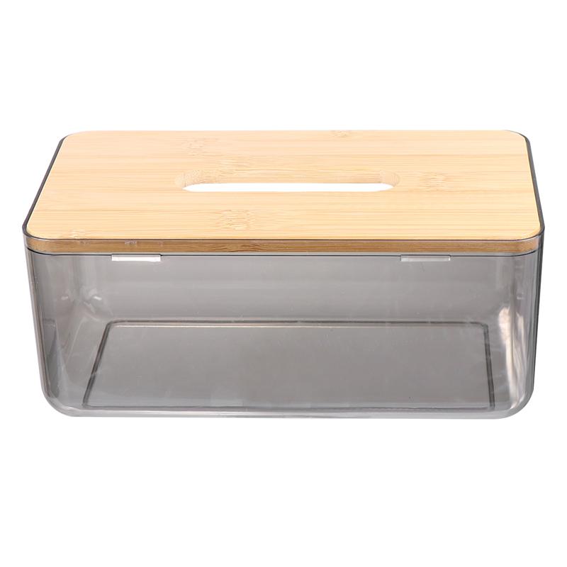 

1PC Tissue Box Bamboo Lid Tissue Box Plastic Paper Handkerchief Paper Napkin For Home Kitchen Bathroom