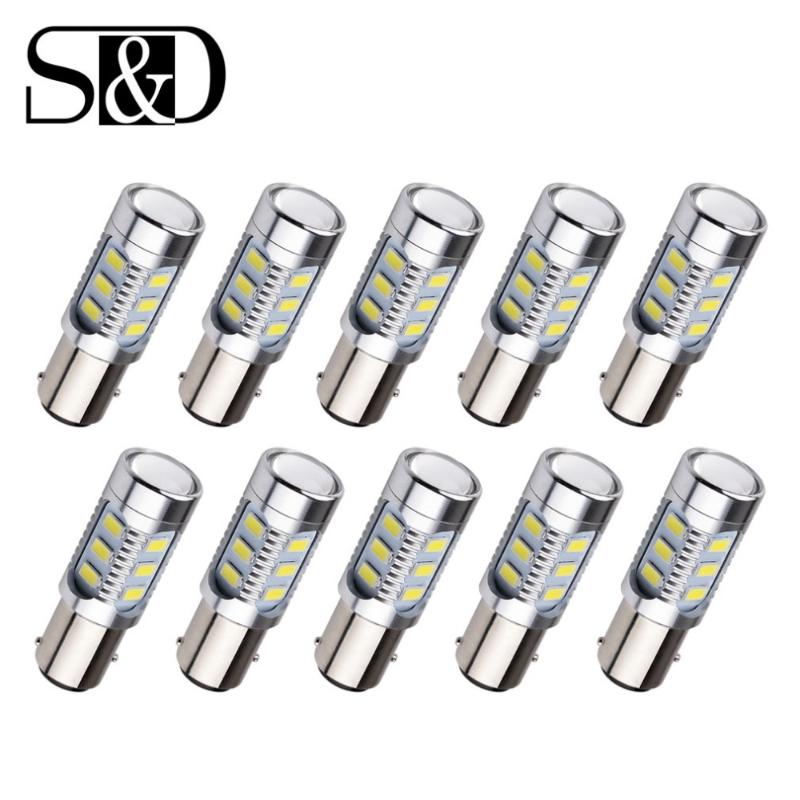 

10 pcs 1157 BAY15D LED Cree ChipsCar LED P21/5W Bulbs High Power Lamp Brake Parking Lights Auto Lamp White Red Yellow 12V 24V, As pic