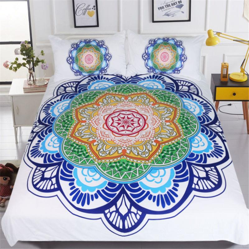 

African Tribal Bedding Set Boho Mandala Golden Flower Ethnic God Ganesha Duvet Cover Symbol Bed Set, As pic