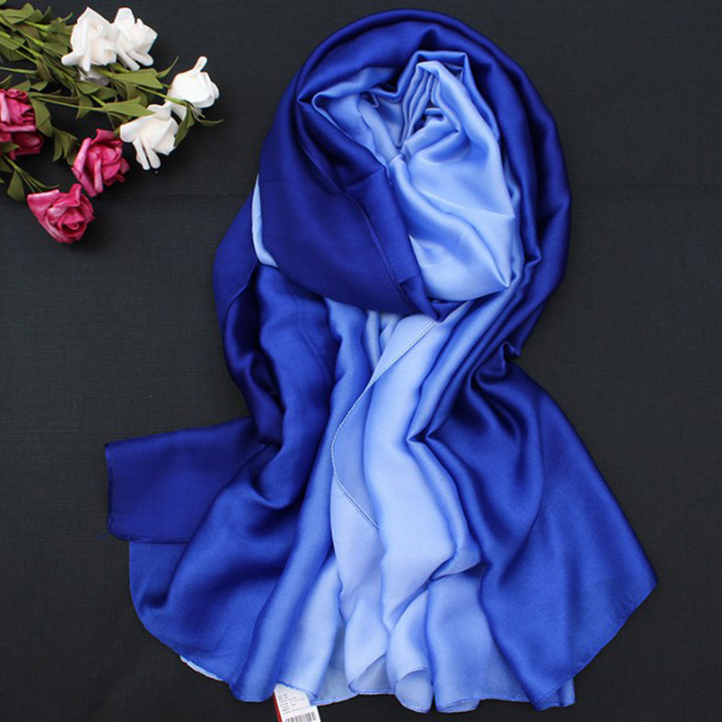 

Luxury silk scarves shawl female gradient scarf 190*100cm women thin long asymmetrical scarf shawl spring summer beach outdoor