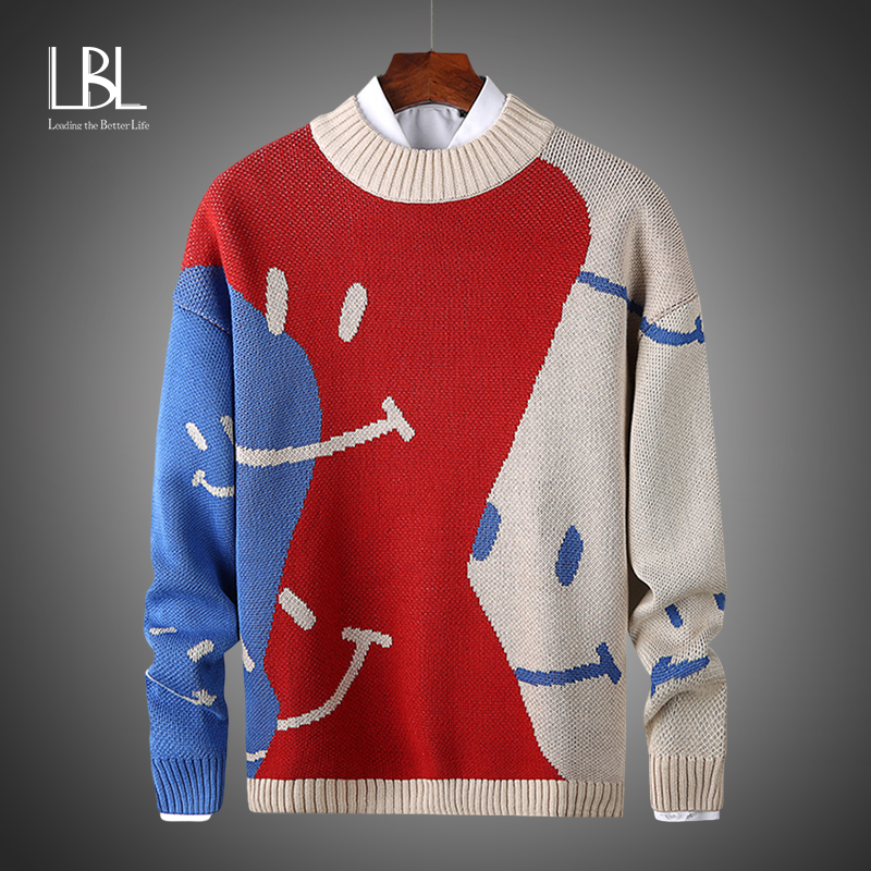 

LBL Men' Casual Sweater O-Neck Striped Slim Fit Knittwear 2020 Autumn Mens Sweaters Pullovers Pullover Men Pull Homme M-3XL, Bl980 orange