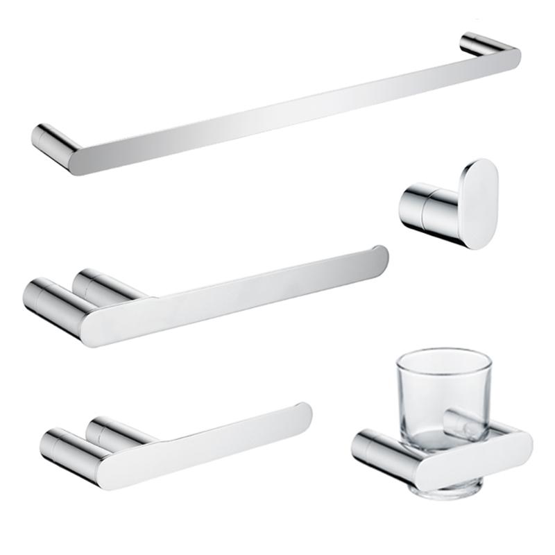 

Bathroom Accessories Chrome Polished Towel Bar Shelf Toilet Paper Holder Robe Hook Towel Rack Toothbrush Holder Wall Mount