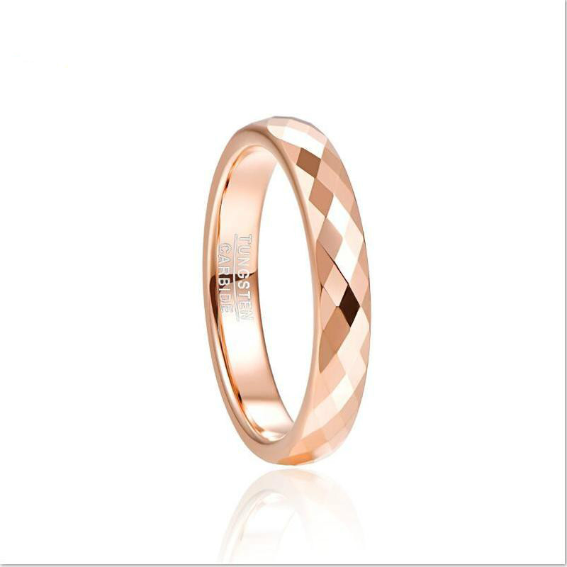 

Tungsten Carbide Ring 4mm Width Hammered Finish Rose Gold Color Wedding Band for Women Comfort Fit Rings