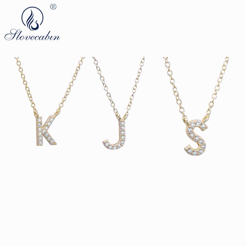 

Slovecabin 925 Sterling Silver 2020 Letter K J S Leter Pendant Necklace Gold Long Chain Women Crystal CZ Fashionable Jewelry