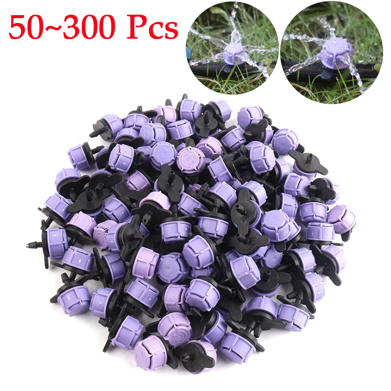 

50~300Pcs Garden Micro Flow Drip Irrigation Sprinkler Beautiful 5-Holes Greenhouse Plants Watering Emitter Purple PP Dripper, Wholesale