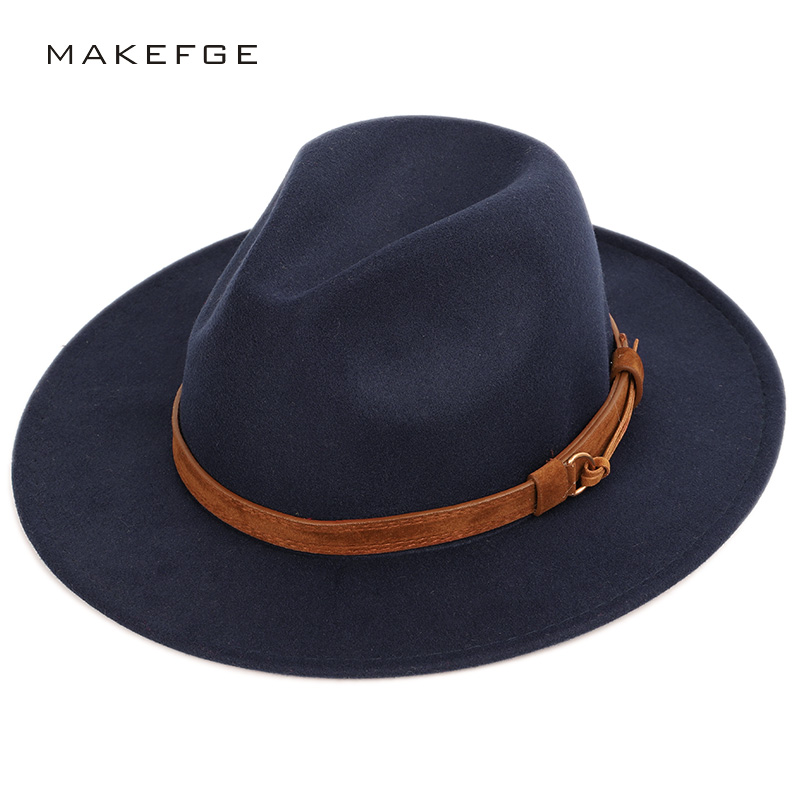 

Men's wool warm shallow top fedora fashion trend unisex caps solid color 60CM large size hats male classic bone bowler hat man, Black