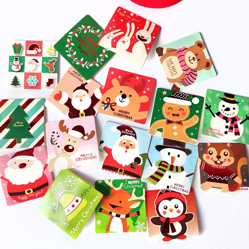 

Christmas greeting card Mini holiday greeting card Santa suit Bronzing envelope christmas New Year birthday ZB285