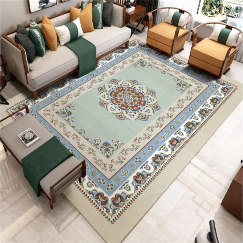 

Carpets for Living Room European Pastoral Blue Green Floral Pattern Carpet Area Rug for Bedroom Carpet Kids Room Floor Mat, Jq-carpets-302