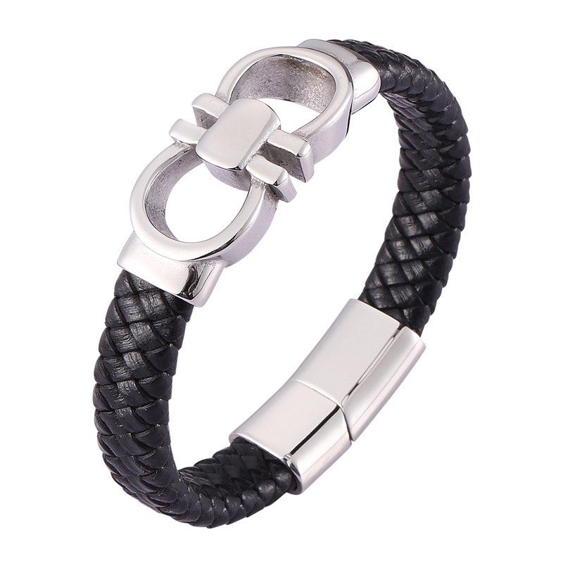 

Punk Stainless Steel Bowknot Leather Bracelet Men Magnetic Buckle Bracelets & Bangle Male Jewelry Gifts BB0469