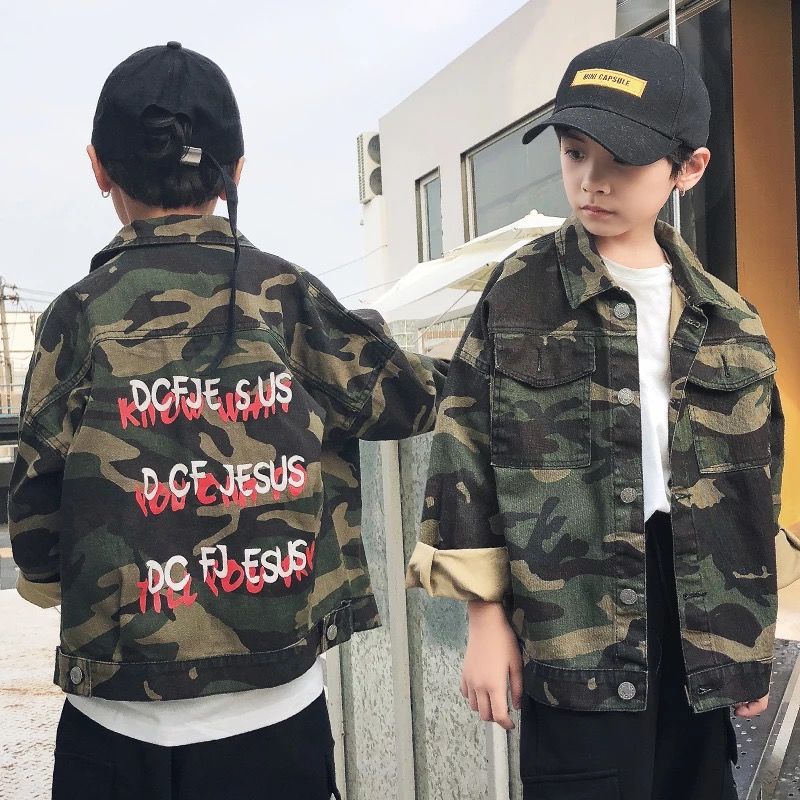 

Boys' Casual Charge Windshield Coat New Jacket Clothes Autumn Children's Teenage Camouflage Disguise Outdoor Jacket 14 Years
