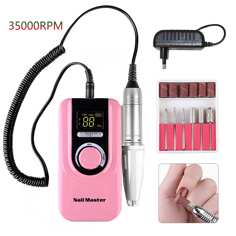 

35000RPM Rechargeable Nail Drill Machine Strong Nail Drill Manicure Pedicure Machine Left Hand Recharge