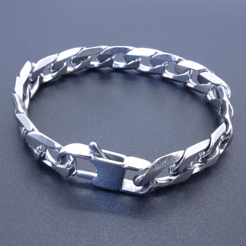 

Men Women Stainless Steel Bracelet 6/8/12 mm 8 Inches Curb Chain Vintage Jewelry Punk Fan Factory Offer