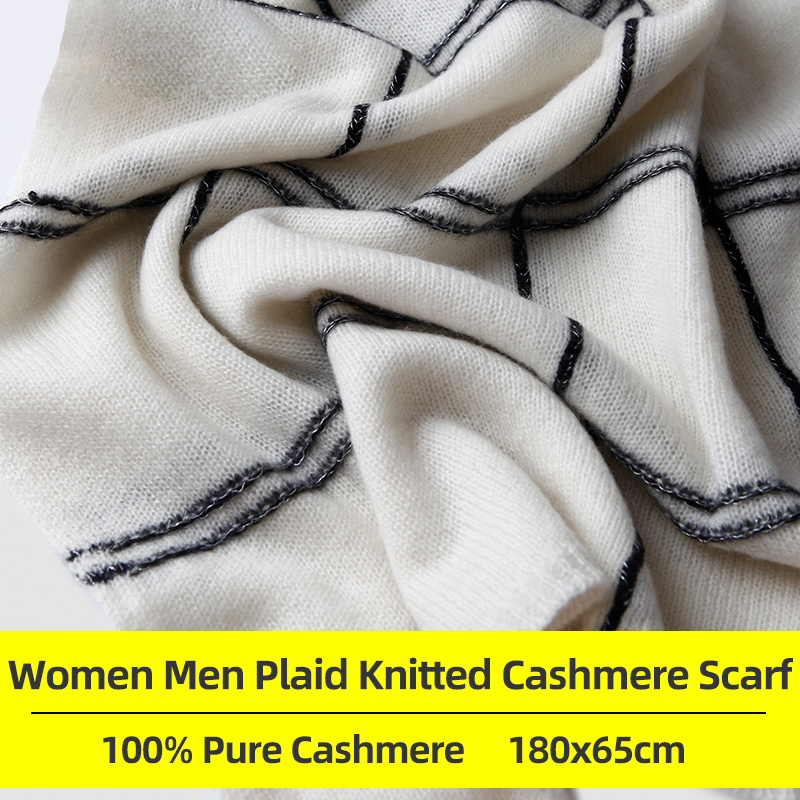 

Knitted Plaid Pure 100% Cashmere Scarf and Shawl for Women Men Unisex Long Winter Autumn For Ladies Shawl Cashmere Wrap