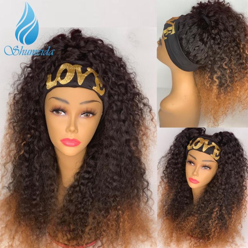 

180% Density HeadBand Human Hair Wigs Brazilian Remy Jerry Curly Human Hair Wig for Black Women Gluless, Headband wig