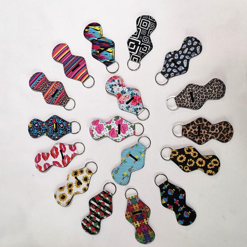 

Printing Party Favor Keychain Handy Lip Balm Neoprene Holder Pouch For Chapstick Lipstick Novelty Gift