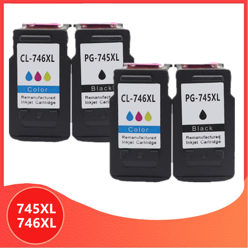

4Pack 745XL 746XL PG745 CL746 for canon ink cartridge PG 745 CL 746 XL for Pixma MG2470 MG2570 MG2970 IP2870 IP2872 Printer