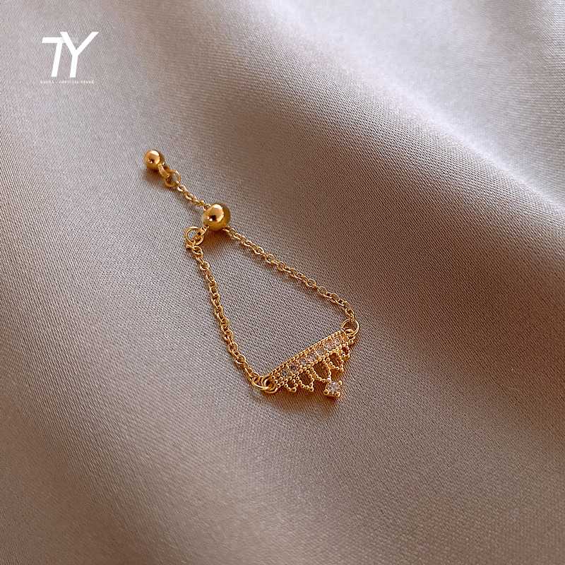 

2020 new classic crown shape adjustable ring fashion Korean women jewelry sexy party ring finger accessories student chain