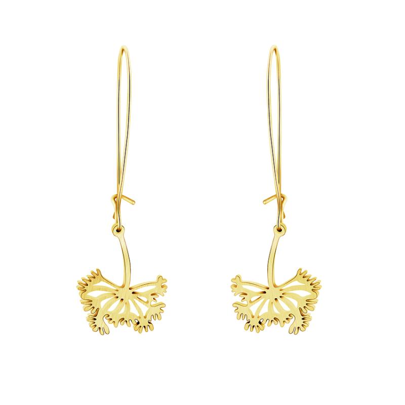 

Dangle & Chandelier Elegant Flower Long Drop Earrings For Women Party Jewelry Bridesmaids Gifts Stainless Steel Statement Earring Rose Gold