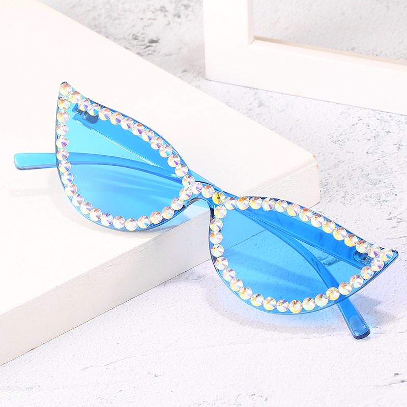 

Sunglasses 2021 Women Rimless Rhinestone Sun Glasses Yellow Pink Candy Color Small Shades For Oculos Feminino Uv400