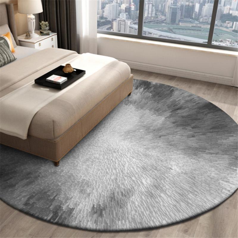 

3D Grey Round Room Carpet Living Room Simple Pale Rug and Coffee Table Mat Bedroom Home Decoration Modern Rug