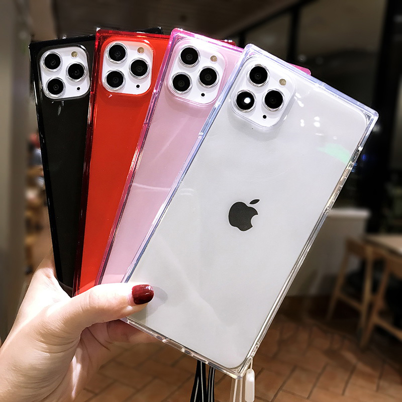 

Square Shockproof Clear Phone Case For iPhone 12 ProMAX 11 Pro Max XS Max XR Silicone Soft Transparent Back Cover For 7 8 Plus X