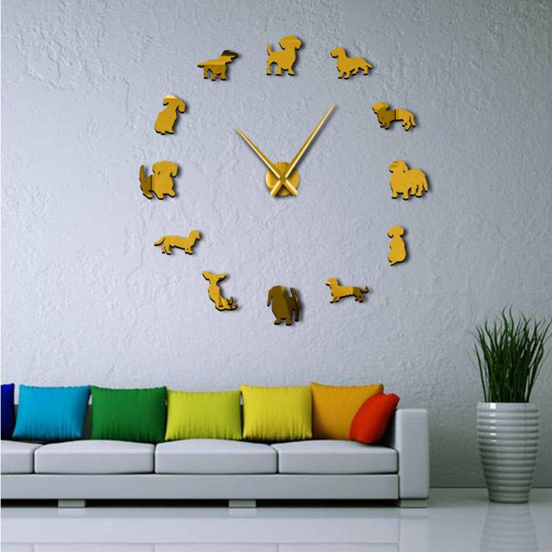 

Art Battery-operated Modern Gifts Puppy Dog DIY Decor Frameless Giant Hotel 3D Hanging Bedroom Home Wall Clock Accessories