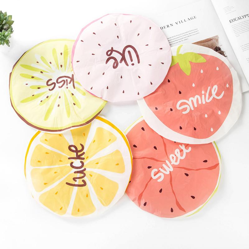 

Shower Cap Resuable Elastic Shower Bath Cap Cute Fruit Printed Waterproof Unisex Hat For Family Baths Saunas Spa Hair