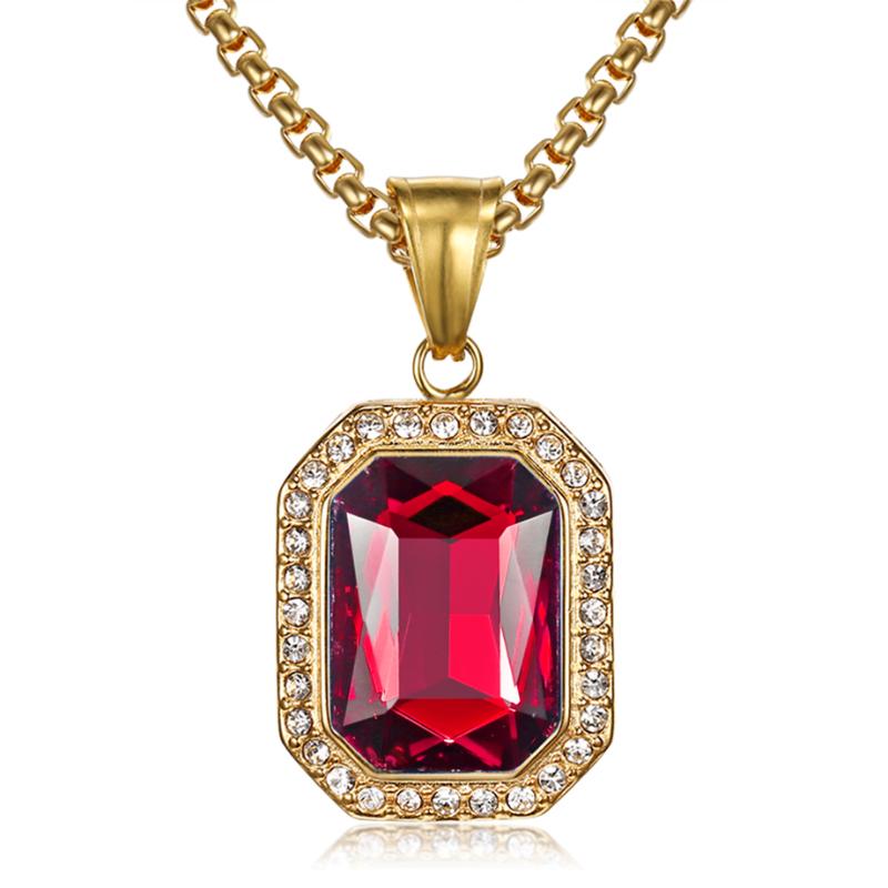 

Hip Hop Iced Out CZ Bling Square Necklaces Gold Color Stainless Steel Pendant & Chains For Men Women Jewelry Gift Dropshipping