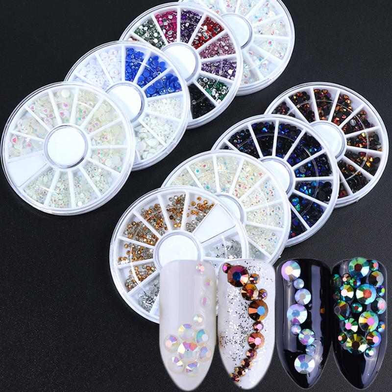 

Mixed Color Chameleon Nail Rhinestone Round Flat Glitter Stone Acrylic Jewelry Wheel 3D Nail Art Decoration Accessories SA1570