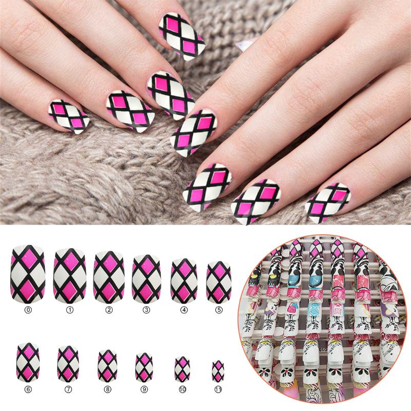 

Fingerqueen 24pcs Short False Nails Full Cover Stiletto Coffin Fake Nails ABS Artificial Tips Nail Art Decorations Makeup Nail, A-004-24p