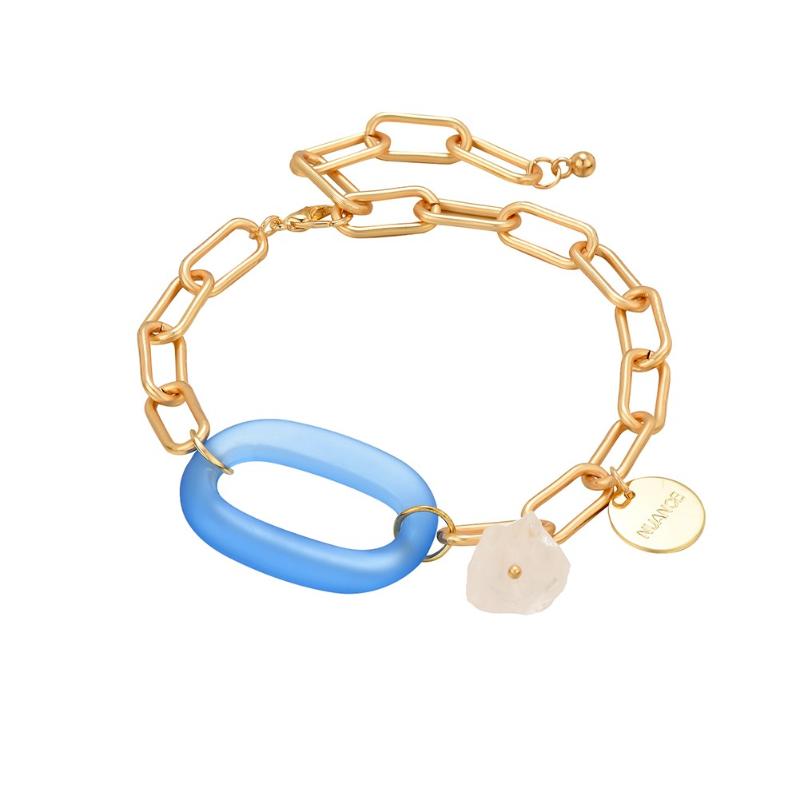 

New Design Fashion Women Acrylic Bracelet Creative Simple Solid Color and Alloy Chain Bracelet Christmas Gift Delicate