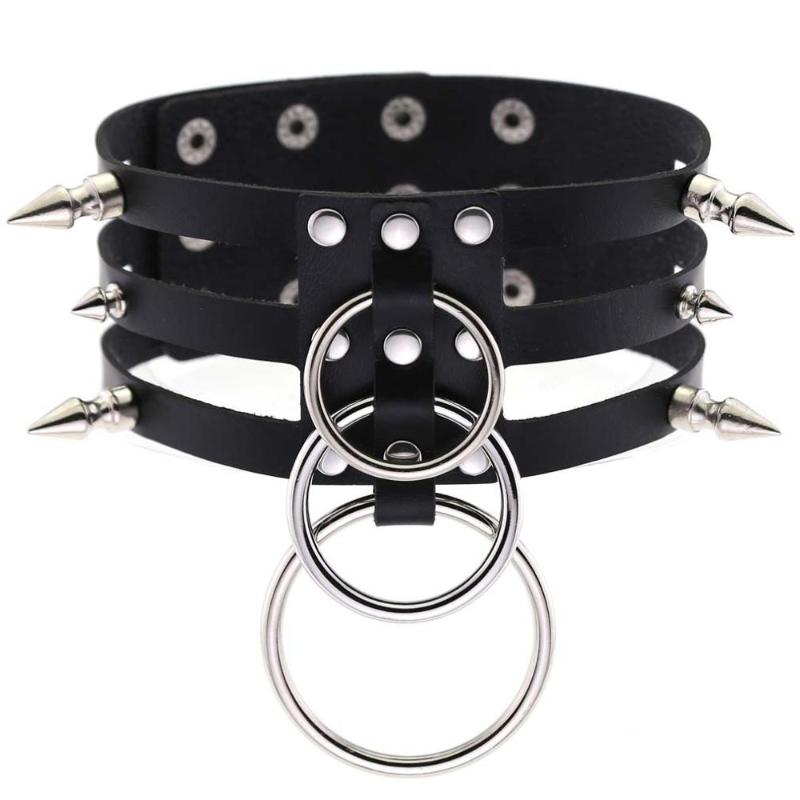 

Goth Dark Vintage Necklaces Pu Choker Gothic Fashion Necklace 2020 Women's Jewelry Rivet Harajunku Punk Necklace Female Wear