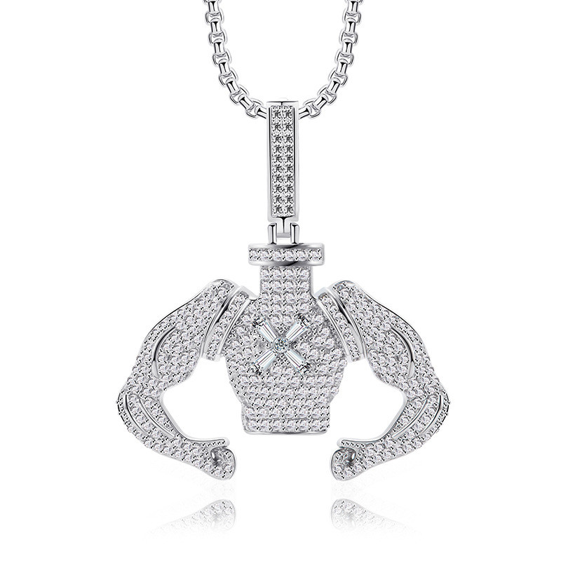 

Men'S Iced Out Cubic Zircon Muscle Hercules Pendants&Neckalce Hip Hop Jewelry For DJ Rapper Gift Drop Shipping