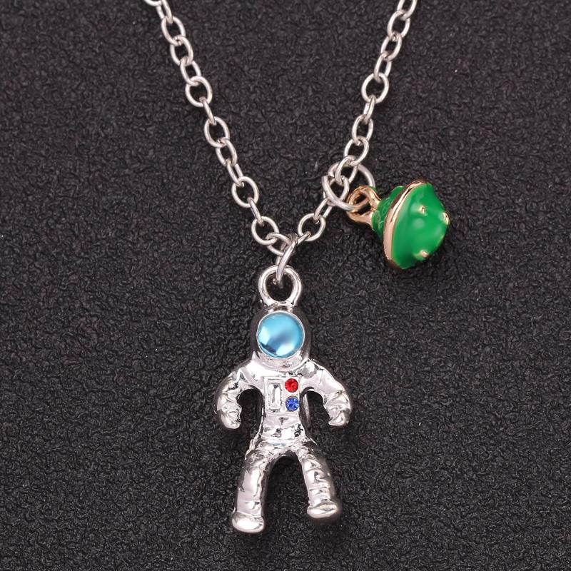 

Space Universe Cartoon Alloy Necklace Astronaut Planet Shape Small Pendant Necklace Exquisite Jewelry Accessories For Men Women
