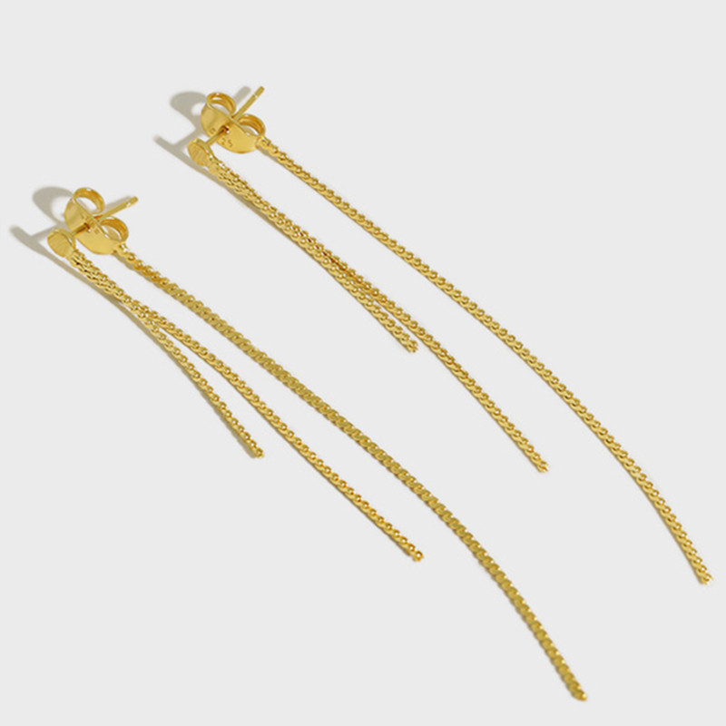 

Flyleaf Gold Flat Beads Long Tassel Earrings For Women 2020 New Trend 100% 925 Sterling Silver Fasion Party Jewelry