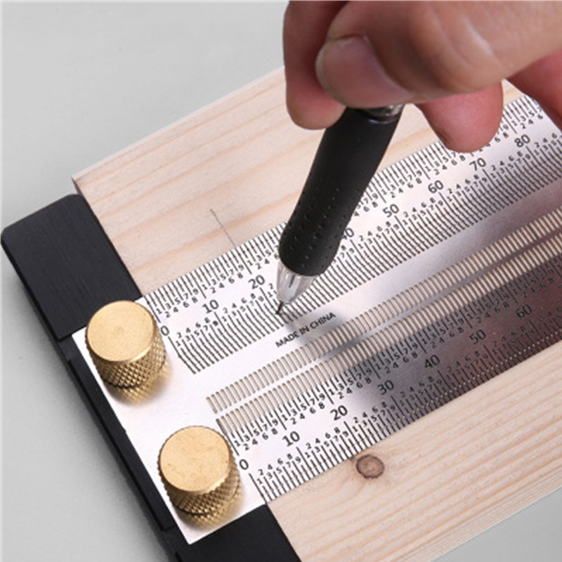 

Scriber Line Measuring Tool Scale Ruler Hole Ruler Stainless Steel Marking Gauge Wood Working Carpenter DIY Tools
