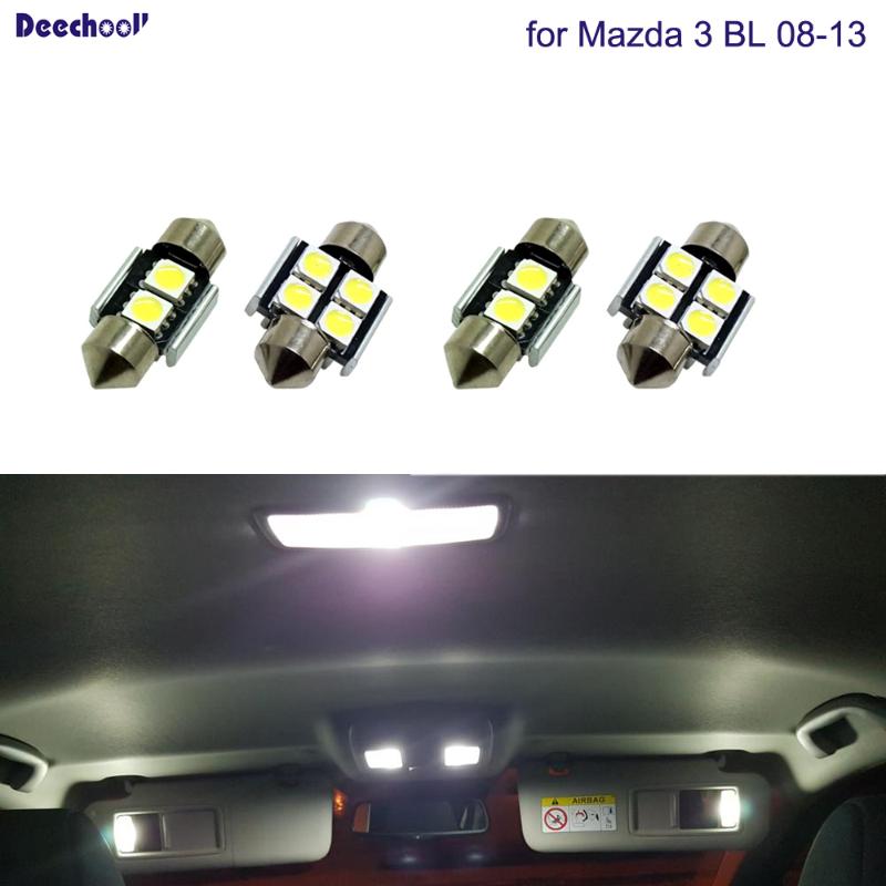 

deechooll 4pcs Car LED Light for 3 2nd Gen. 2008-2013,White Interior Dome Lighting Bulbs for 3 BL Reading Lights, As pic