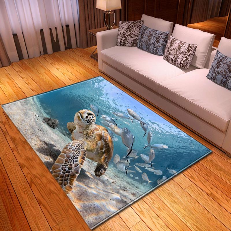 

Carpets Modern Fashion Parlor 3D Area Rug Ocean Sea Turtle Dining Room Mat Bedside Soft Flannel And Carpet For Home Living, No-5