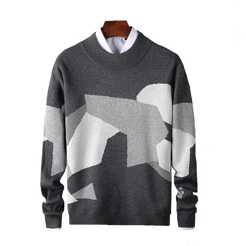 

new fashion men's sweater Slim factory direct sale men's knitted sweater jacquard O-neck bottoming pullovers wholesale XR971, Black