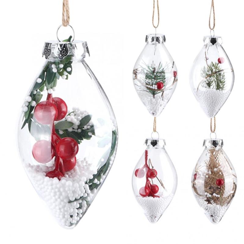

Clear Christmas Balls DIY Christmas Tree Ball Bauble Transparent Open Plastic Hanging Ornament Home Decors