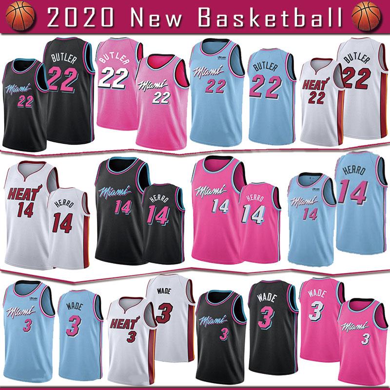 

Miami Heat jersey 22 Jimmy Butler 14 Tyler Herro 3 Dwyane Wade High quality Basketball jerseys Trae 11 Young Men, Black;red