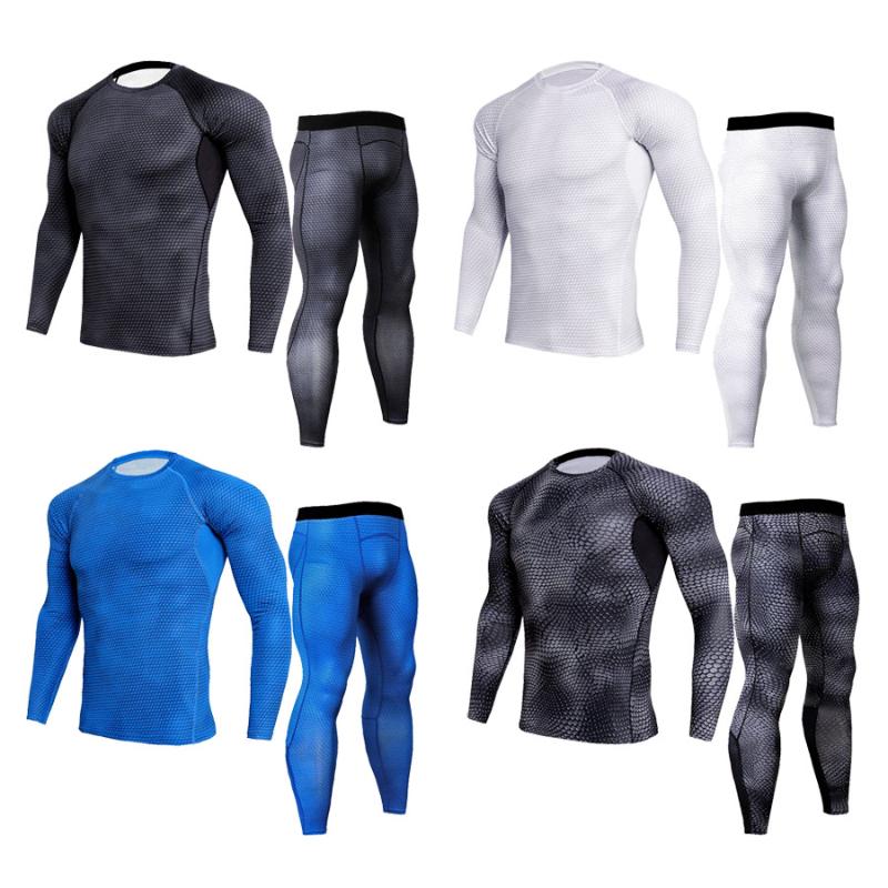 

Men' compression gym suit,running sport compression t shirt pants suits, jogging training male gym fitness sports clothes, Beige