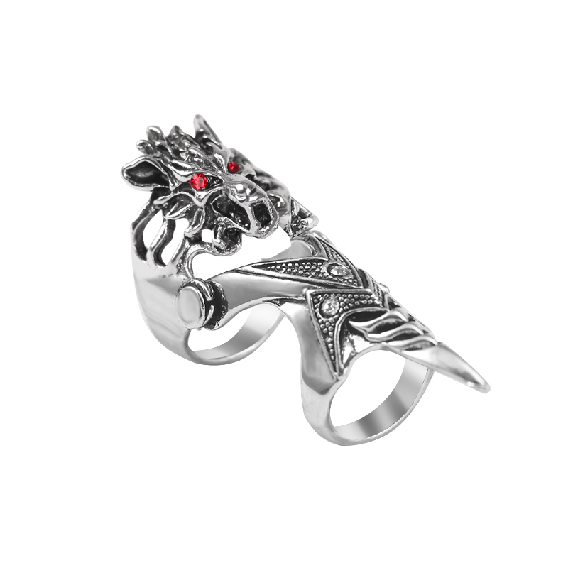 

2020 New Men's Ring Punk Wind Wolf Head Middle Ring Red Eyes Gothic Exaggerated Hip-hop Men's Alloy Fashion Jewelry